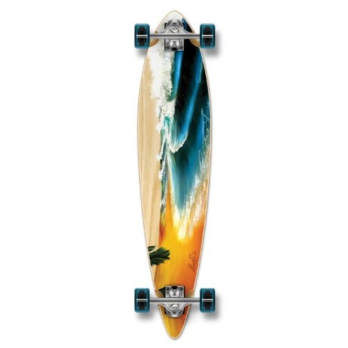 Yocaher Beach Series Complete Pintail Skateboards Longboard Cruiser w/ Black Widow Premium 80A Grip Tape Aluminum Truck ABEC7 Bearing 70mm Skateboard Wheels (Complete - Pintail - 01 - Beach)