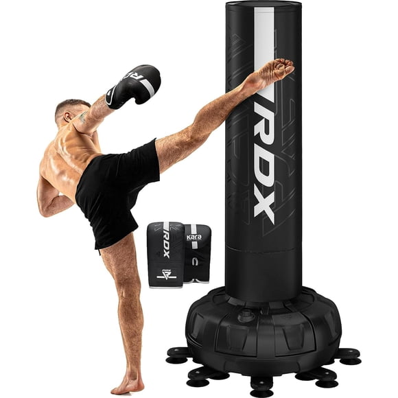 RDX FreeStanding Punching Bag with Gloves, 5ft XXL Heavy Duty Adult Pedestal Bag, 17 Suction Cup Stand Base, Freestanding for Kickboxing, Boxing, MMA