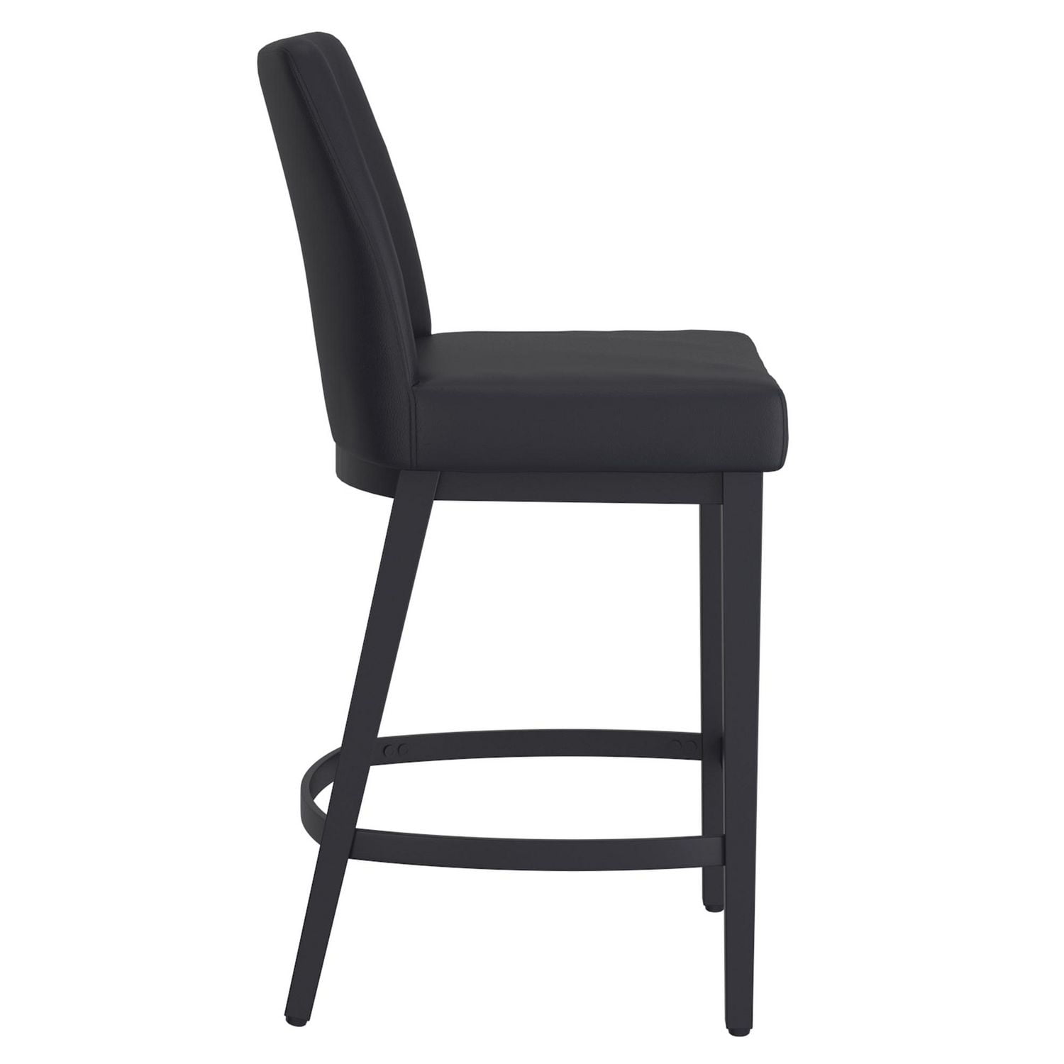 Tabouret de comptoir moderne de 26 po en similicuir et en métal, ensemble de 2 – noir