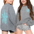 thumbnail image 3 of MEZZALL Chandail à Capuche à Manches Longues Imprimé Fleuri Mode Décontractée pour Filles, Gris Clair, 8-9 Ans, 3 of 7