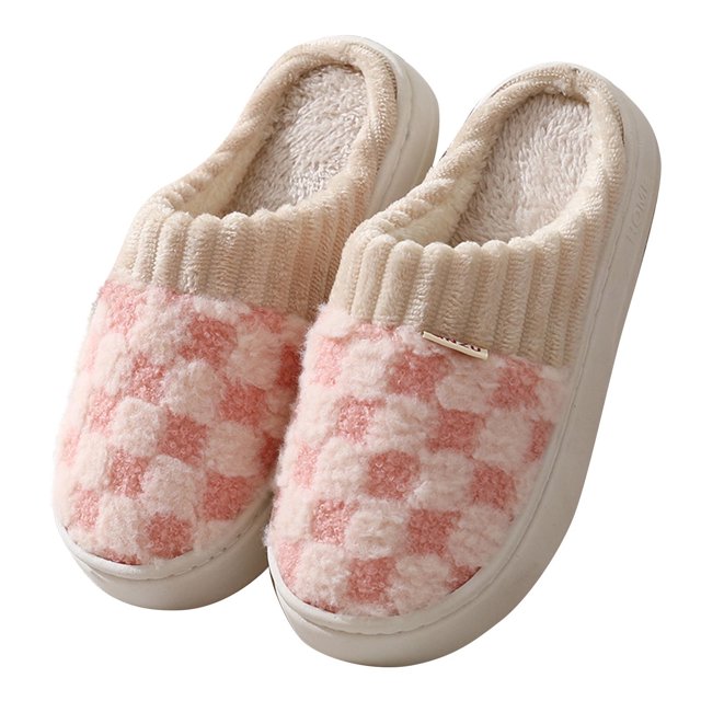 tumgatte Pantoufles d'Intérieur à la Mode pour Femmes, à Carreaux, Mignonnes, en Peluche, Chaudes, pour la Maison, Aubaines Wal&mart