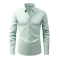thumbnail image 1 of RXIRUCGD Chemise Cardigan pour Homme à Col Rabattu Uni, Haut de Bureau à Boutons, Vert Pâle, Taille : TP, 1 of 8