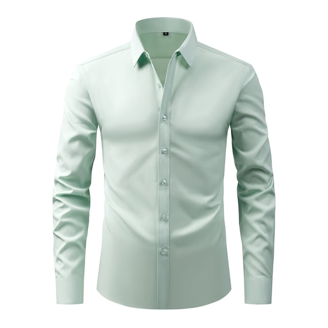 RXIRUCGD Chemise Cardigan pour Homme à Col Rabattu Uni, Haut de Bureau à Boutons, Vert Pâle, Taille : TP