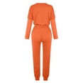 thumbnail image 5 of Mrat Jogging Suits for Women 2 Piece Set 2 Piece Jogging Sets Solid Polyester Long Sleeve Sweatsuits Sets Two Piece Track Suits Drawstring High Waist Pants Set Comfy Outfits D-Orange L, 5 of 5