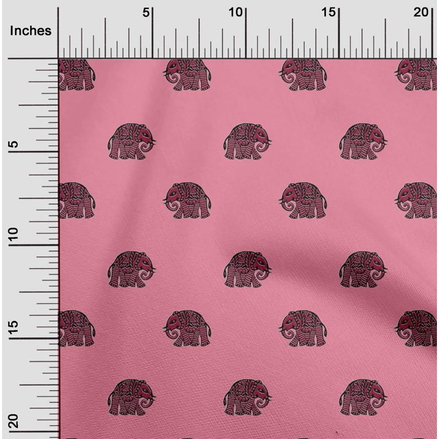 oneOone Cotton Cambric Fabric Elephant Block Fabric Prints By Yard 56 Inch Wide