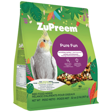 Zupreem Pure Fun Bird Food For Medium Bird Breeds 907g Resealable Bag