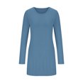 thumbnail image 4 of SROBPTY Longues Chandails à Manches pour Femmes, Mode pour Femmes Manches Longues Col Rond Taille Nuptiale Long Marine, P, 4 of 4