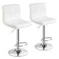 thumbnail image 1 of Costway Ensemble de 2 Tabourets de Bar Réglables en Cuir PU Pivotants pour Comptoir de Cuisine Chaise de Pub Blanc, 1 of 10