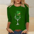 thumbnail image 1 of T-Shirt Ample à Manches Trois-Quarts et Col Rond Imprimé pour la Saint-Patrick pour Femmes, 1 of 6