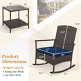 thumbnail image 3 of Costway 3 Piece Patio Rocking Bistro Set, 2 Rattan Armchairs with 2-Tier Side Table Mix Brown + Navy, 3 of 10