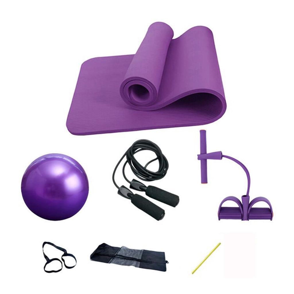 Dvkptbk Fitness Suits Yoga Pilates Pad Set Yoga Yoga Mat Skipping Ropes Resistance Fitness & Yoga Equipment