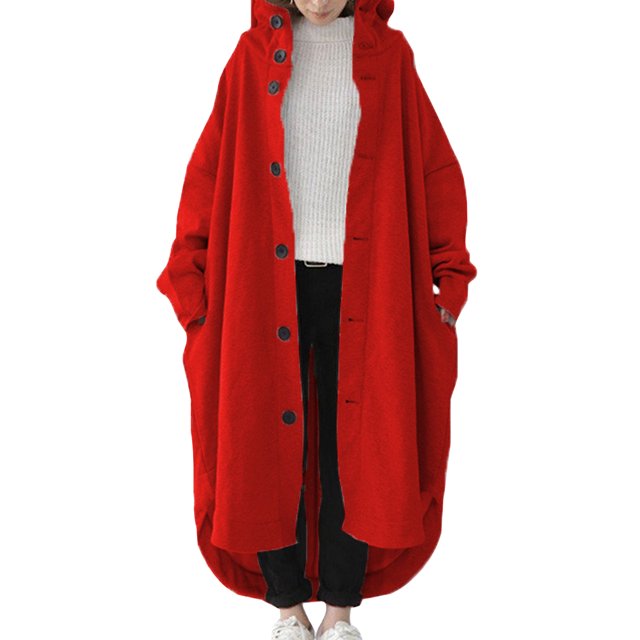 Innerwin Cardigan Veste pour Dames Chandail à Capuchon de Vacances Long Maxi Manteaux Rouge 2TG