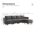 thumbnail image 5 of HONBAY Velvet Couch with Reversible Chaise and Storage Ottoman, Dull Grey, 5 of 5