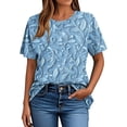 thumbnail image 5 of Hauts d'Été pour Femmes DYTTDG T-shirt à Fleurs Mode pour Femmes Grande Taille Col Rond Manches Courtes Décontracté Ample Tee Haut Hauts pour Femmes Liquidation Moins de 10 Multicolore,P, 5 of 5