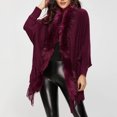 thumbnail image 4 of GDREDA Womens Solid Color Collar Cloak Knitted Capes Shawl Tassel Open Front Cardigans Sweater Coat Workout Clothes, 4 of 6