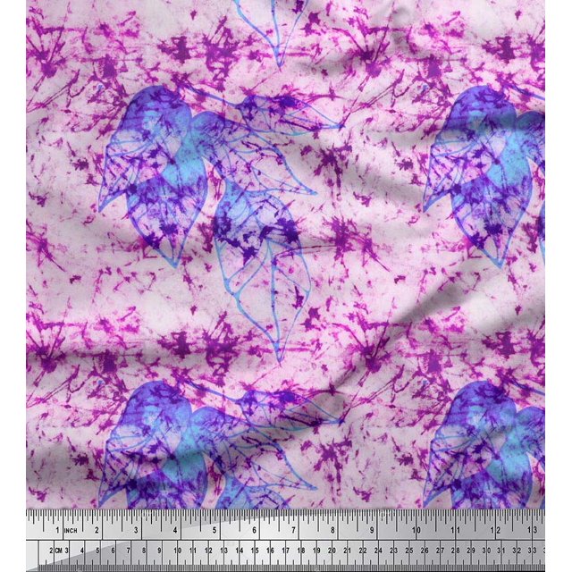 Soimoi Rayon Crepe Fabric Leaves & Texture Print Fabric by the Yard 46 Inch Wide