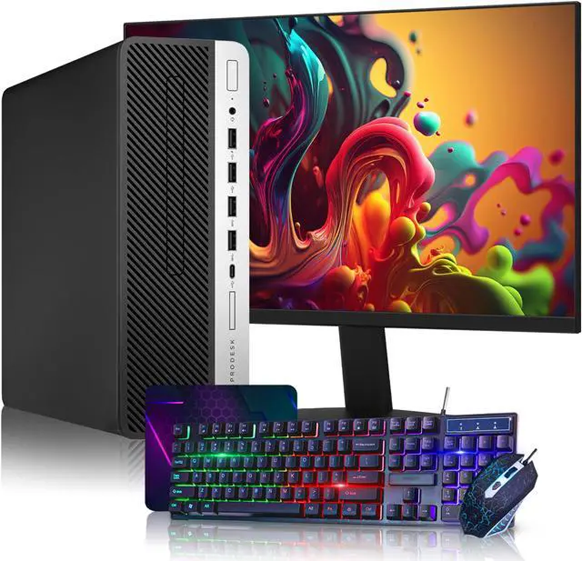 HP SFF Desktop Computer | Intel Core i5 Processor  | 8GB DDR4 RAM | 256GB SSD | Windows 11 | 24 inch Monitor | Home or Office PC Refurbished