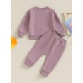 thumbnail image 4 of Faithtur Baby Girl 2Pcs Fall Outfits Fuzzy Letter Embroidery Long Sleeve Sweatshirt + Pants Set Toddler Spring Clothes, 4 of 9