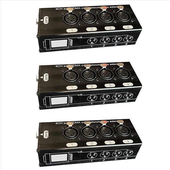 3Pc 4-Channel 3-Pin XLR Audio and DMX over Network Cable Extender, DMX512 Network Signal Extender , Female,3 x 4-Channel Audio/DMX Network Extender,Black