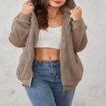 thumbnail image 4 of Womens Full Zip Up Sherpa Hoodie Fuzzy Fleece Jacket Oversized Fluffy Coat with Pockets, 4 of 9