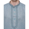 thumbnail image 4 of Kurta Long pour Homme Vêtements Indiens Robe en Coton Brodée Tenue Décontractée (Vert, G), 4 of 5