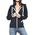 thumbnail image 3 of Urban Look Womens Active Long Sleeve Fleece Zip Up Hoodie with Plus Sizes (Large, B1 Solid Navy), 3 of 4