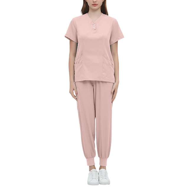 Tachiuwa Women Uniform Scrub Set Nurse Uniform Durable V Neck Machine Washable Breathable M