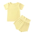 thumbnail image 2 of LSLJS Newborn Baby Boy Girls Clothes Cute Solid Color Short Sleeve Tops and Shorts Set Summer Outfits, 2 of 9