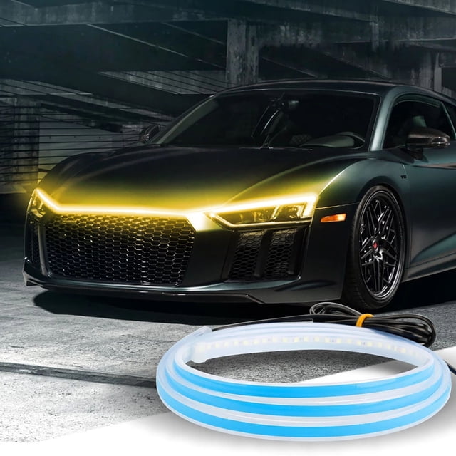 Chmadoxn Exterior Lights For Cars, 47 Inch Car Hood Strips LED Daytime Running Strip Neon For Car vehicle decorate