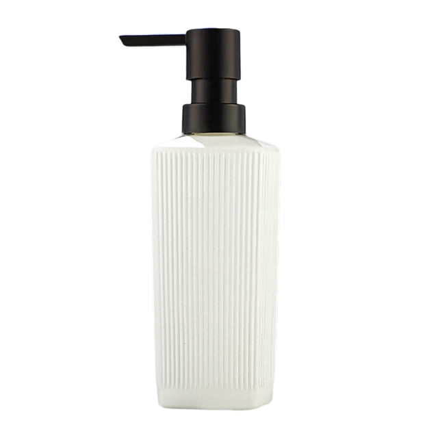 yulier 350ml Soap Dispenser for Bathroom and Kitchen, Modern Striped Style Hand Soap Body Wash Dish Soap Dispenser with Pump, Refillable Pump Bottle, White