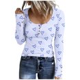thumbnail image 1 of Birdeem Mode Femmes Décontracté Manches Longues Imprimé Col Rond T-Shirt Ample Blouse Hauts, 1 of 12