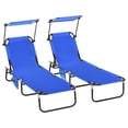 thumbnail image 1 of Outsunny 2 Piece Folding Chaise Lounges with Adjustable Backrest, Blue, 1 of 10