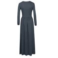 thumbnail image 3 of UKAP Ladies Dress Crew Neck Maxi Dresses Solid Color Swing Party Dark Gray XS, 3 of 6