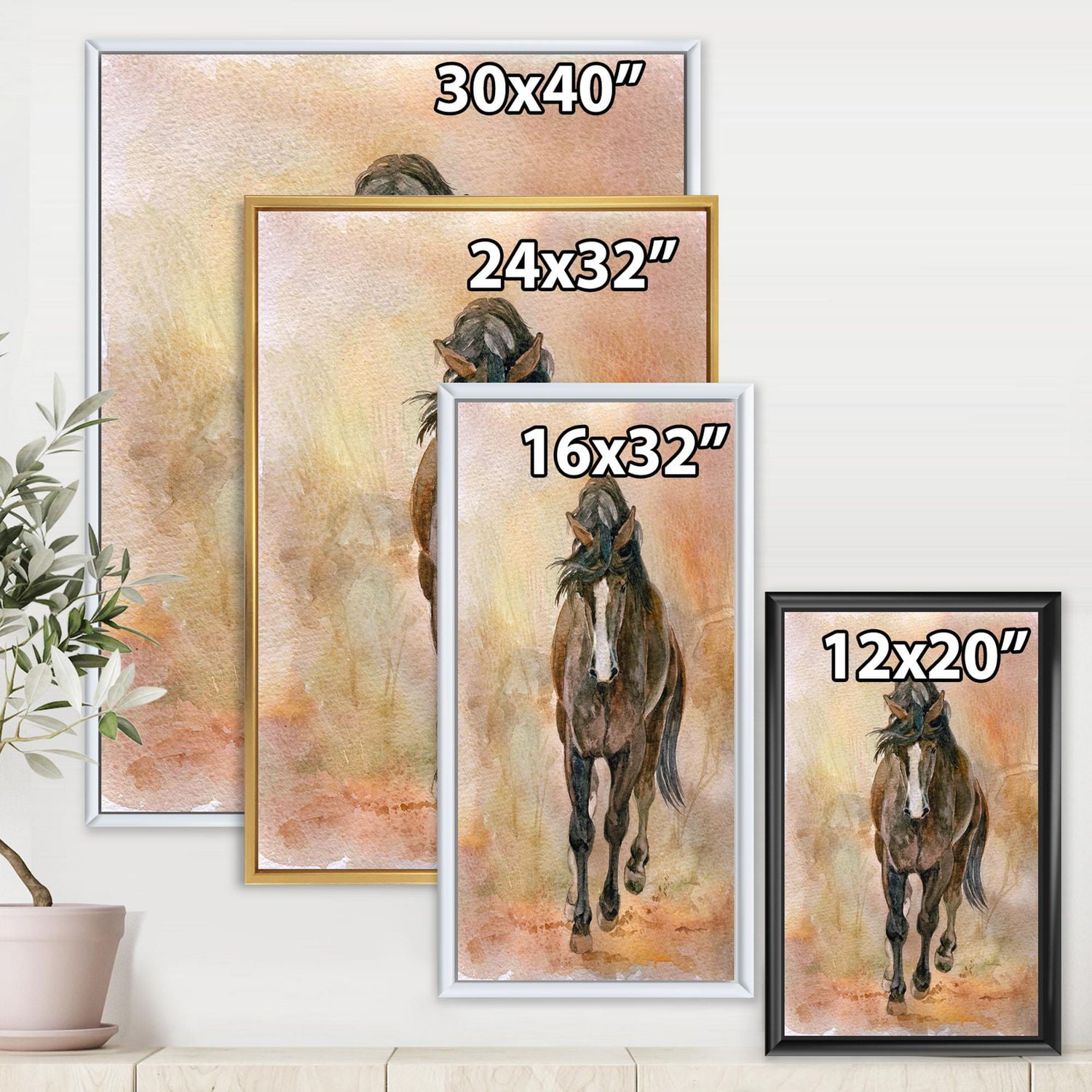 Designart Portrait De Beau Cheval Alezan II ART MURAL À CADRE FLOTT