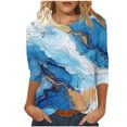 thumbnail image 2 of UPPADA Blouses pour Femmes Grande Taille à Manches 3/4, T-Shirts à Imprimé Floral Teintable, Chemises Décontractées Tendance à Col Rond, Chandails Confortables à Enfiler, Hauts Blouses Mignons d'Été, Hauts à Manches 3/4 pour Femmes en Liquidation, 2 of 5