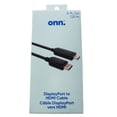 thumbnail image 2 of onn. 6 FT./1.8 m Full HD Video, High-Resolution DisplayPort to HDMI Cable, 2 of 5