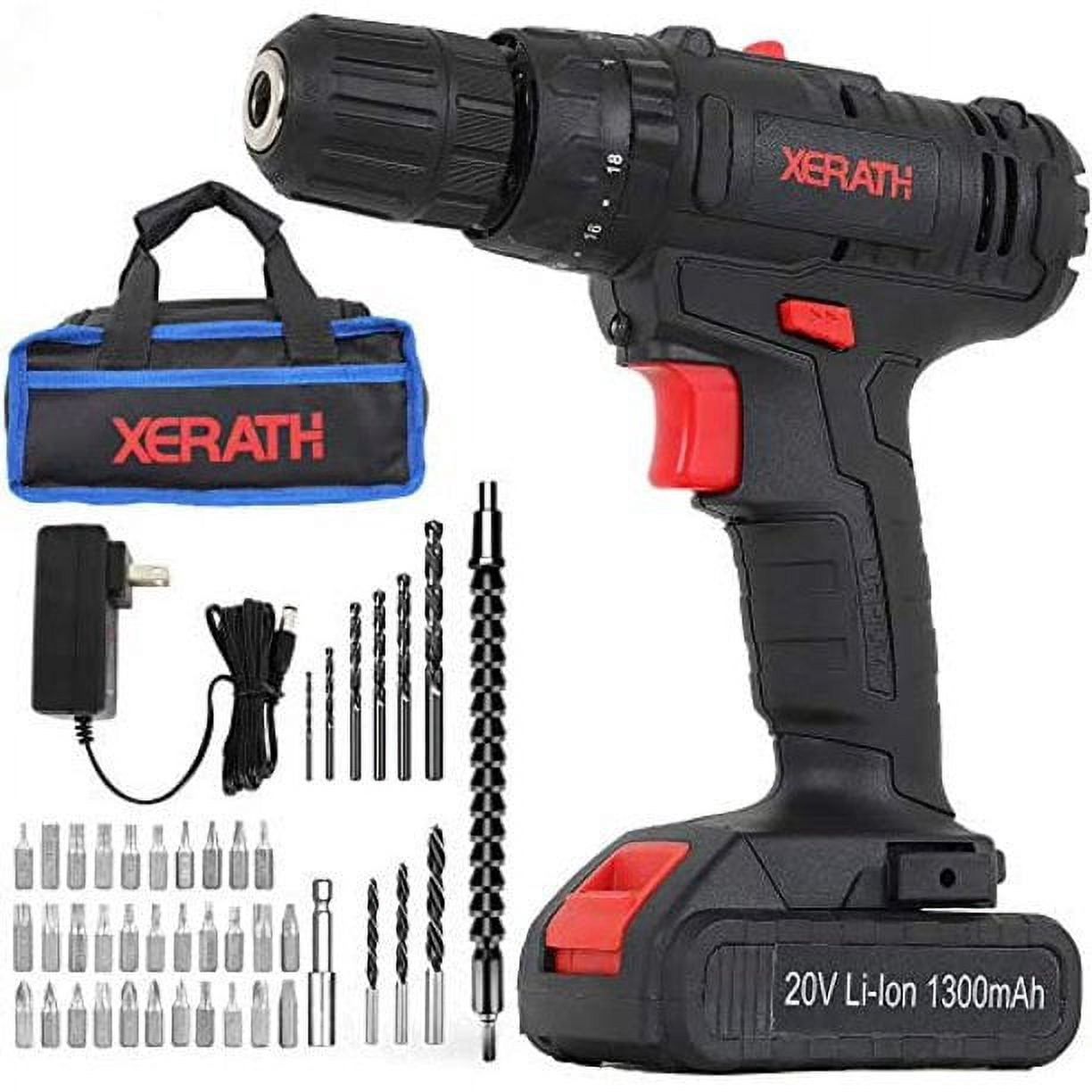 Cordless Drill Driver Kit, 20V Max Impact Hammer Drill Set w/ Lithium-Ion Battery, Fast Charger, 21+1+1 Clutch, 330 In-lb Torque, Variable Speed & Built-in LED for Drilling Walls, Bricks, Wood, Metal