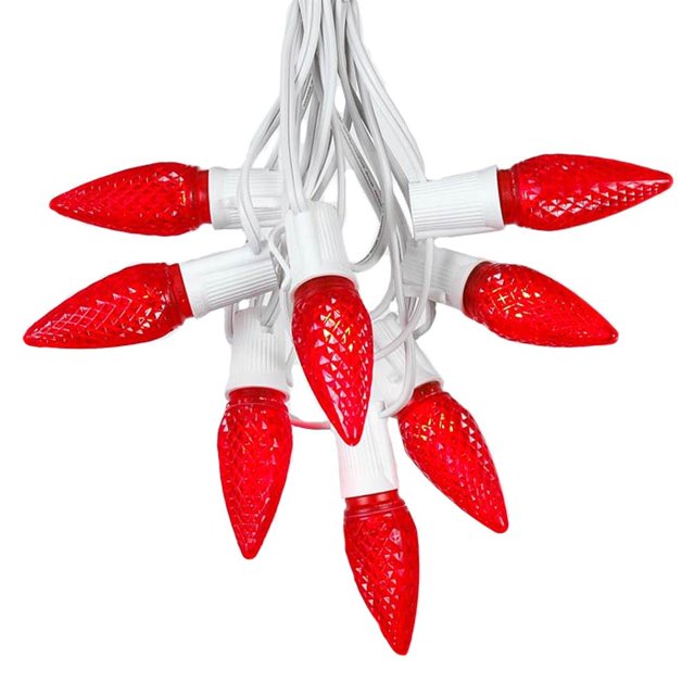 Novelty Lights 25 Foot C9 LED Red Christmas String Light Set, White Wire