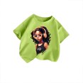 thumbnail image 1 of MEZZALL T-Shirt Graphique Mignon pour Fille, Col Rond, Manches Courtes, Tee d'Été Décontracté, T-Shirts Hauts, Vert Pâle, 5-6 Ans, 1 of 3