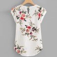 thumbnail image 4 of SMihono Hauts pour Femmes Été Chic Décontracté T-Shirt Décontracté pour Femme à Col Rond Fleur Plissé Ajusté Imprimé Manches Courtes Haut T-Shirt Oversize pour Femmes, 4 of 5