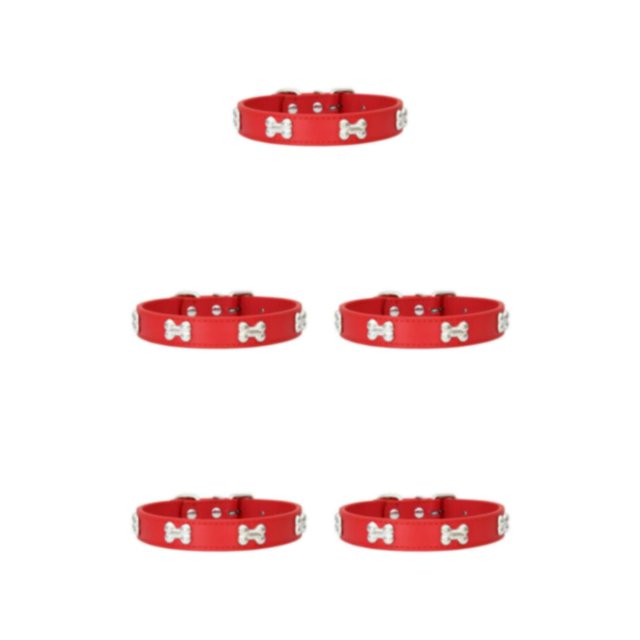 Transemion PU Cat Collar Comfortable Wear Stylish Multiple Sizes Available Adjustable red 1.5*30cm 5Set