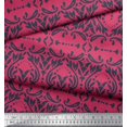 thumbnail image 2 of Soimoi Pink polyester Crepe Fabric Moroccan Damask Printed Craft Fabric by the Yard 42 Inch Wide, 2 of 3