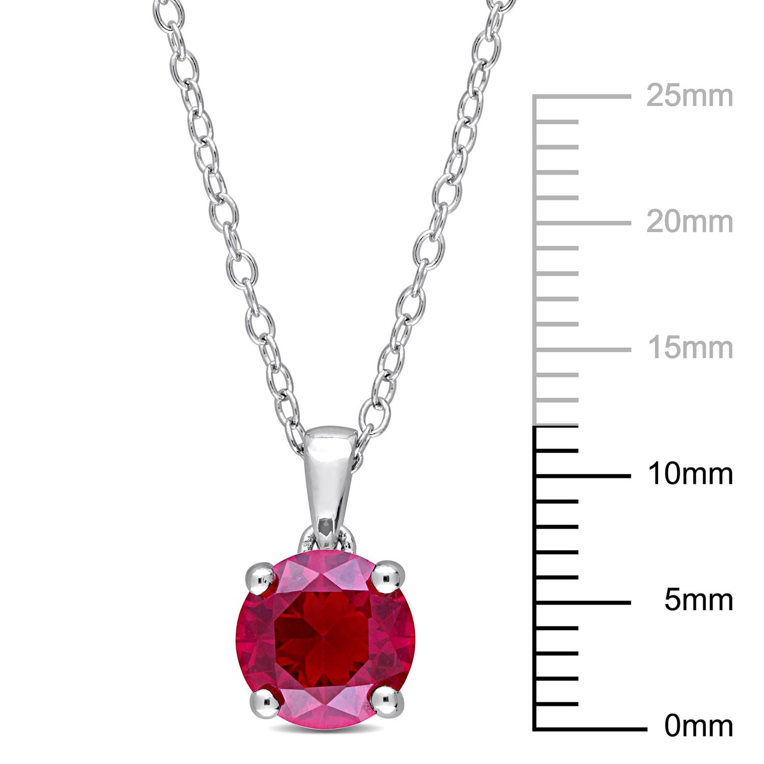 Miabella 1 5/8 Carat T.G.W. Created Ruby Sterling Silver Solitaire Pendant with Chain