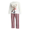 thumbnail image 2 of Ensemble Assorti de Noël Parent-Enfant Rouge Haut à Manches Longues + Pantalon Long à Motif Rayé, 2 of 7