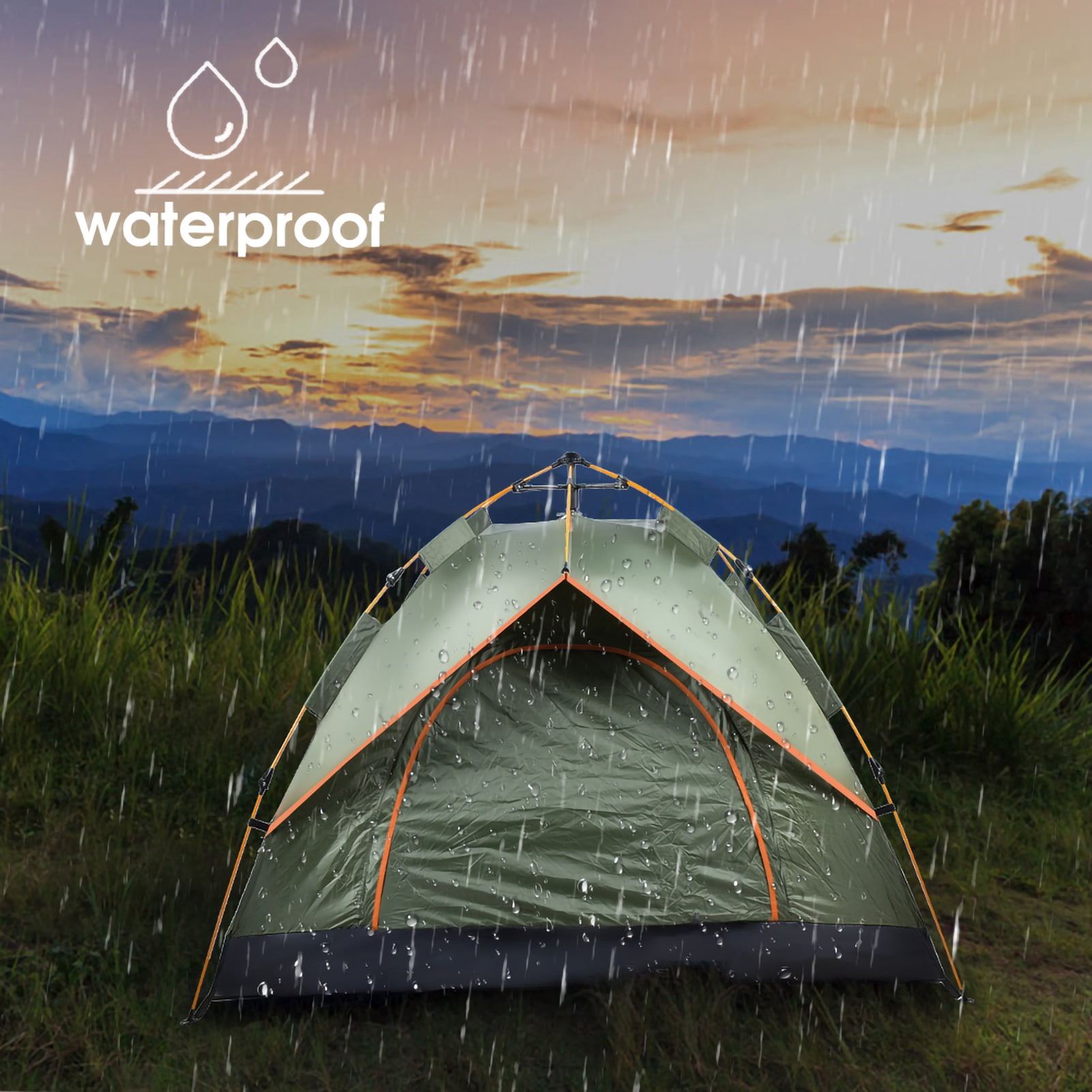 Family Tent, Waterproof Hiking Tent 82.7 X 78.7 X 49.2inch Camping Tent Backpacking Tent Foldable  for Family 3-4 Person