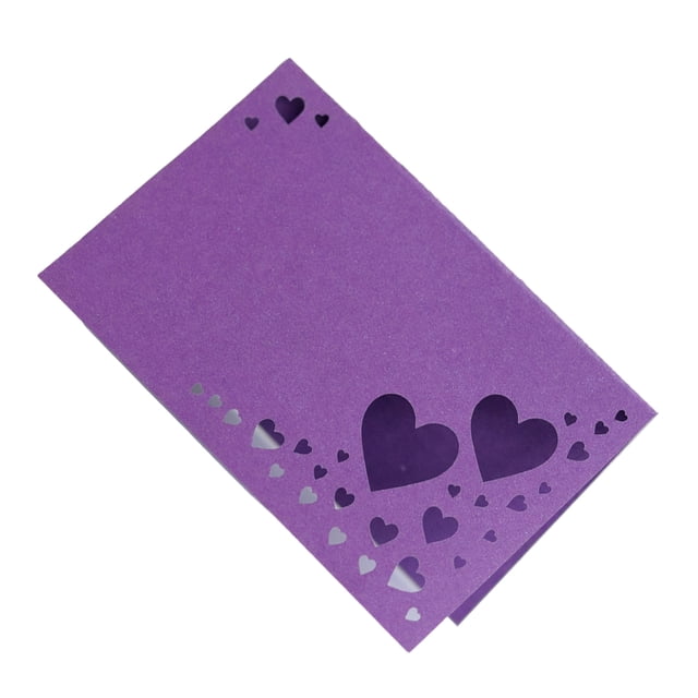 Redempat 1/2/3/5 50pcs Add Touch Of Sophistication With Heart Hollow Table Namecards Empty deep purple 1 Pc