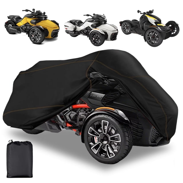 QYMOTO Spyder F3 Couverture Complète Ryker Couverture Imperméable Compatible avec Can Am Spyder F3-S/F3-T Ryker 600 900 Sport Rally 420D Robuste Étanche