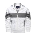thumbnail image 2 of Qertyioot Men's Contrasting Color Hooded Zipper Casual Warm Windproof Pocket Motorcycle Jacket, 2 of 8