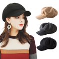 thumbnail image 3 of Peaked Caps Retro Fashion Warm Woolen Beret Octagonal Hats Easy Matching Sun Visor Design Windproof Headgear for Theme Party Light Gray, 3 of 6