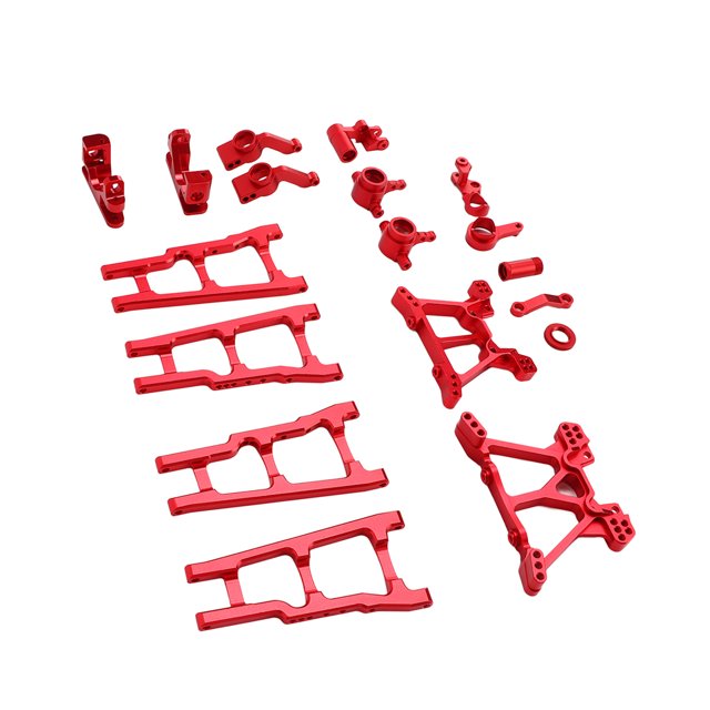 RC Front Steering Assembly, High Strength RC Car Upgrade Parts Kit Aluminum Alloy For Maintenance Red